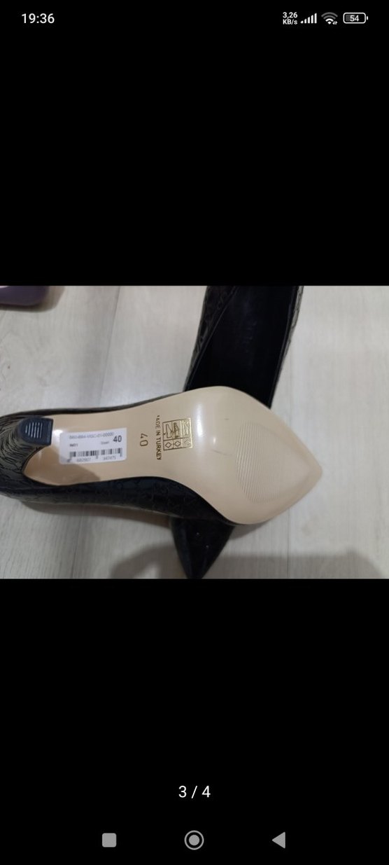 Siyah Yılan Desenli Dantel Detaylı Stiletto - Görsel 3