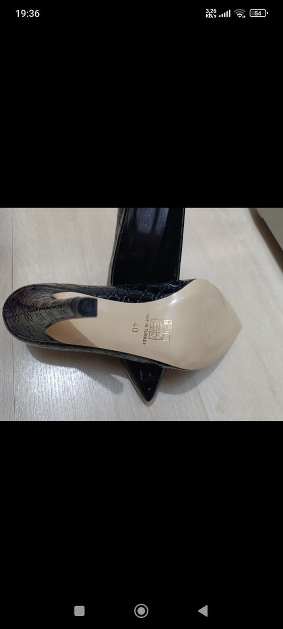 Siyah Yılan Desenli Dantel Detaylı Stiletto - Görsel 4