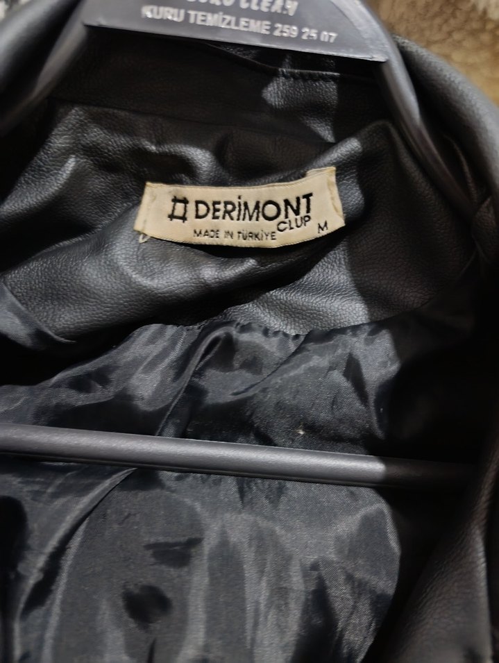 Kemerli Siyah Deri Biker Ceket - Görsel 3