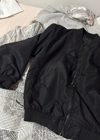 m Beden siyah Renk Siyah Kadın Fermuarlı Bomber Ceket