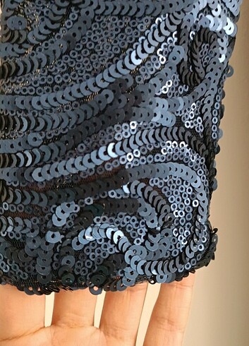 LacivertPul işlemeli abiye gece elbisesi - Görsel 2