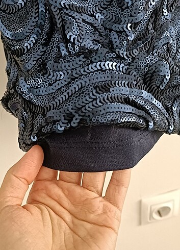 LacivertPul işlemeli abiye gece elbisesi - Görsel 3