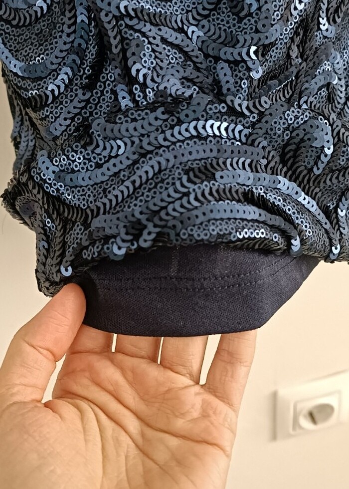 LacivertPul işlemeli abiye gece elbisesi - Görsel 3