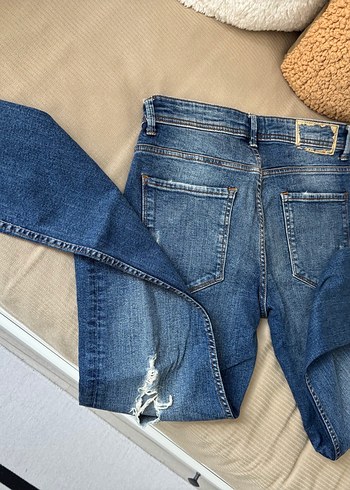 30 Beden mavi Renk Düğmeli erkek Mavi Denim Pantolon