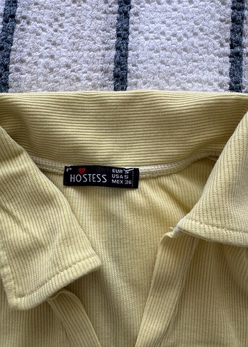 Diğer Sarı Kolsuz Polo Yaka Kadın crop
