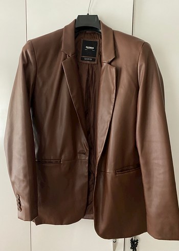 Pull&Bear kahverengi blazer deri ceket