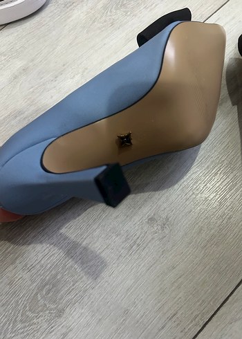 38 numara Mavi Stiletto Topuklu Kadın Ayakkabı - Görsel 5