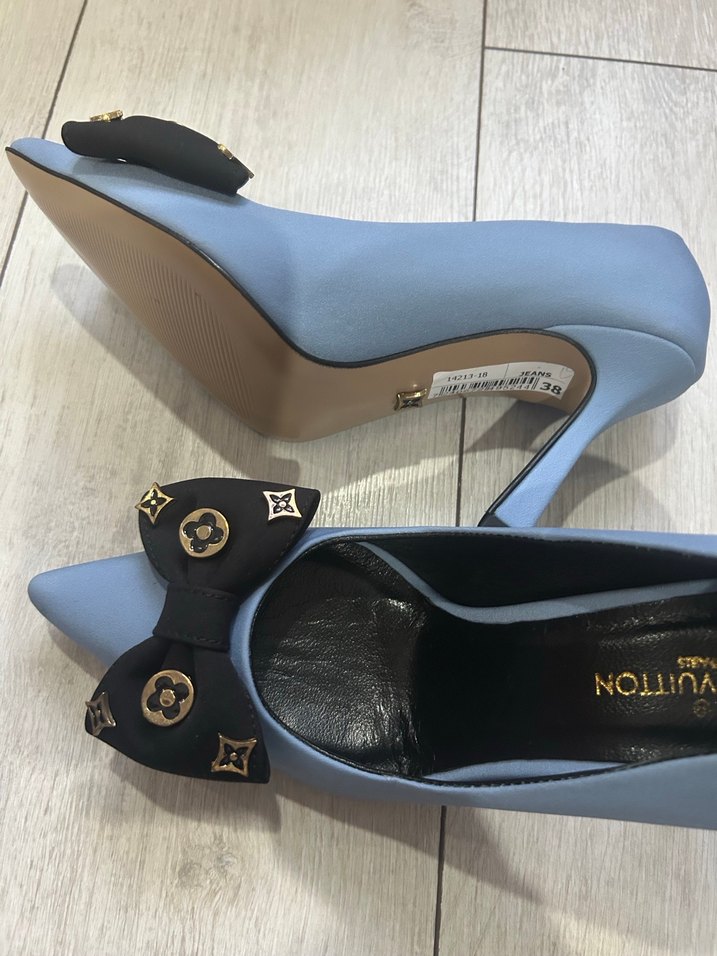 38 numara Mavi Stiletto Topuklu Kadın Ayakkabı - Görsel 4