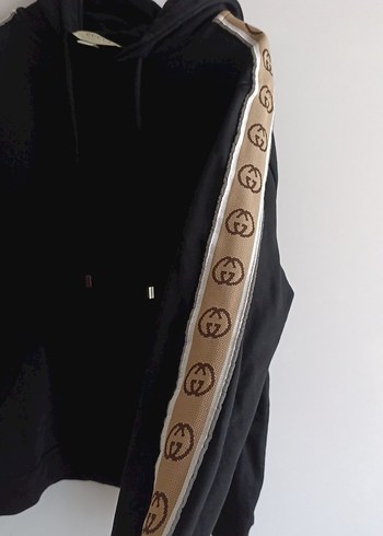 Kemerli Siyah Kapüşonlu Sweatshirt - Görsel 2