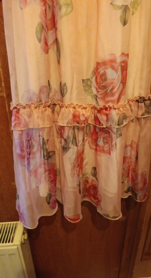 Çiçek Desenli Pembe Uzun Bohem Elbise - Görsel 5