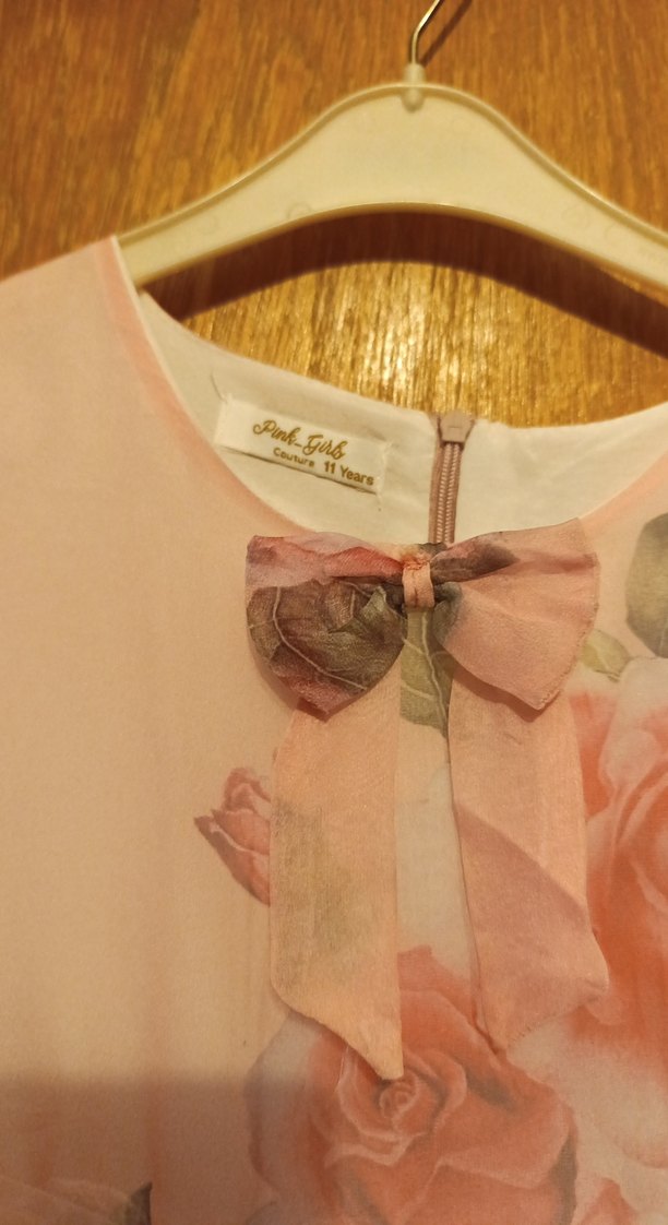 Çiçek Desenli Pembe Uzun Bohem Elbise - Görsel 3