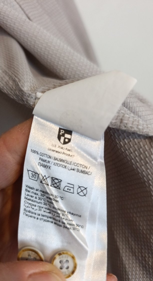 Bej Keten Erkek Gömlek, Uzun Kollu, Düğmeli - Görsel 5