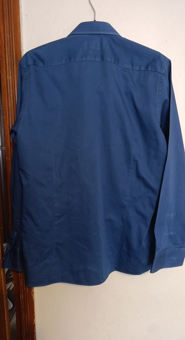 Düğmeli Mavi Denim Erkek Gömlek - Görsel 3