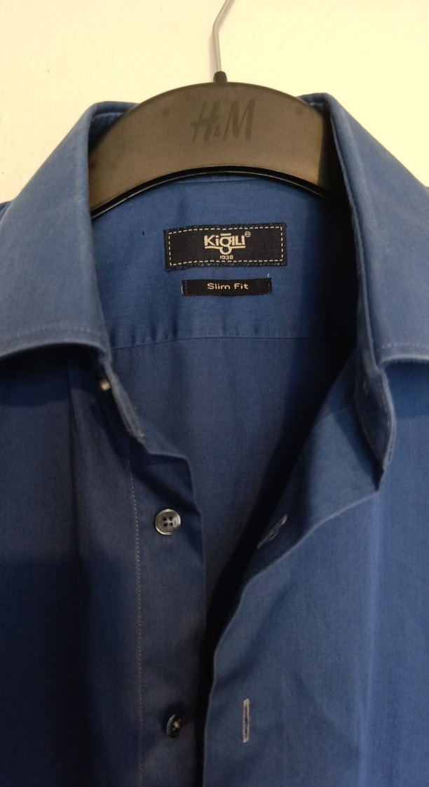 Düğmeli Mavi Denim Erkek Gömlek - Görsel 2