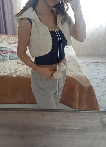 Standart Beden Beden Kısa peluş yelek