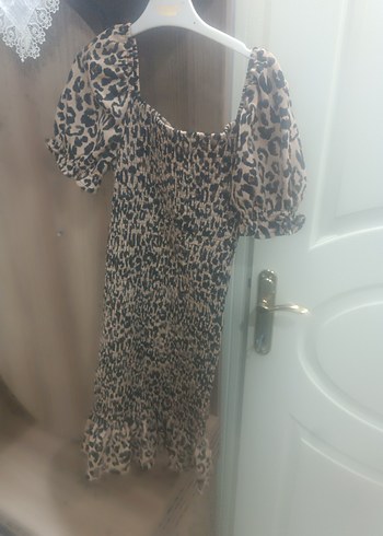 Leopar Desenli Midi Kadın Elbise - Görsel 2