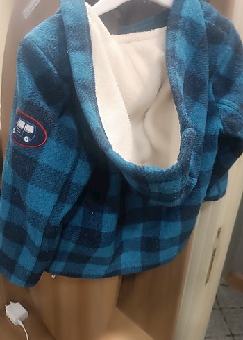 Erkek Çocuk Mavi Kareli Düğmeli Ceket - Görsel 2