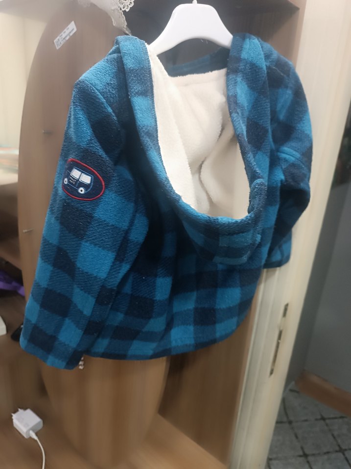 Erkek Çocuk Mavi Kareli Düğmeli Ceket - Görsel 3