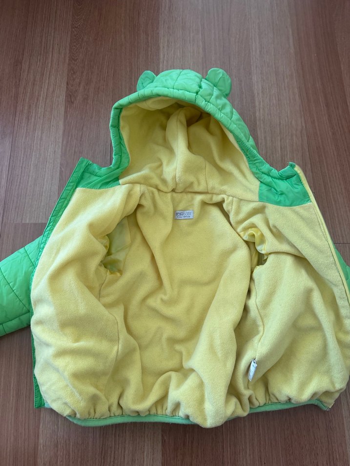 Parlak Yeşil Fermuarlı Erkek Çocuk Mont - Görsel 3