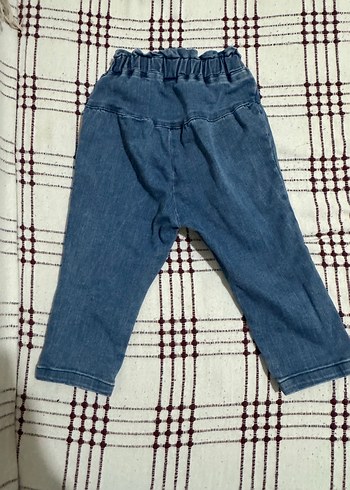 Kız Çocuk Düğmeli Mavi Denim Pantolon - Görsel 2