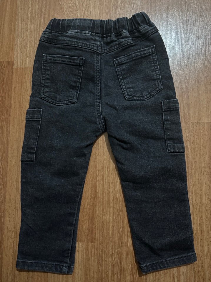 Erkek Çocuk Siyah Kot Pantolon Velcro - Görsel 2