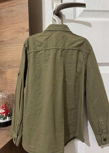 Erkek Çocuk Haki Uzun Kollu Keten Gömlek - Görsel 2