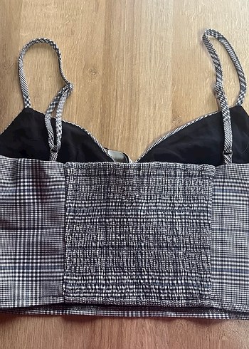 Düğmeli Ekose Desenli Mini Büstiyer - Görsel 2