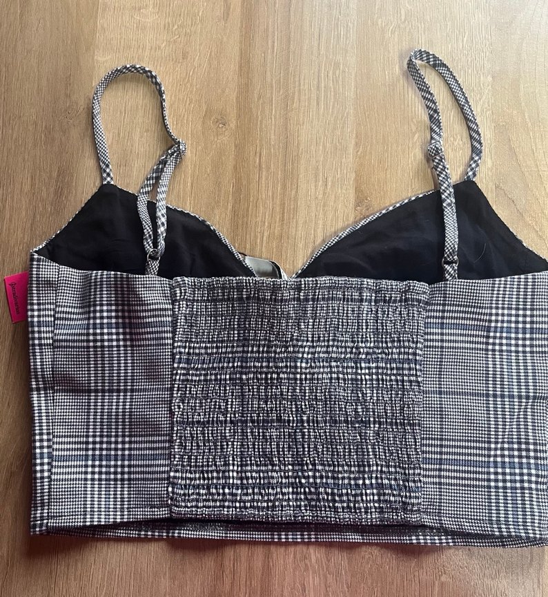 Düğmeli Ekose Desenli Mini Büstiyer - Görsel 2