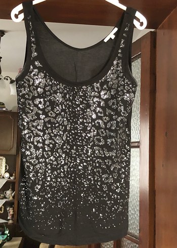 Siyah Payetli Kadın Atlet - Görsel 2