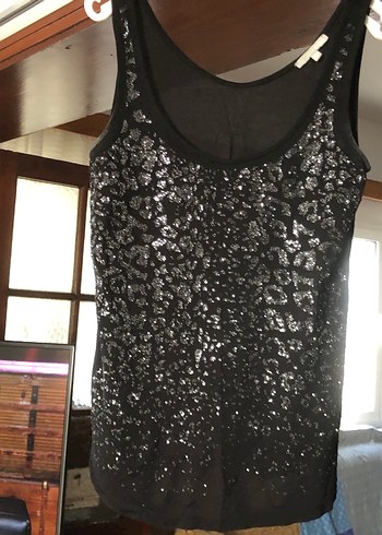 Siyah Payetli Kadın Atlet - Görsel 3