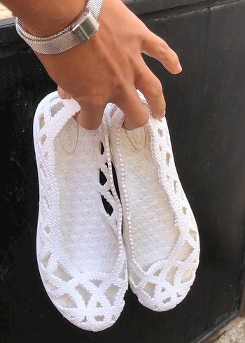 Beyaz Dantel Detaylı Kadın Deniz Ayakkabısı - Görsel 4