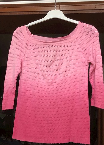 Pembe Batik Desenli Triko Kadın Kazak - Görsel 3