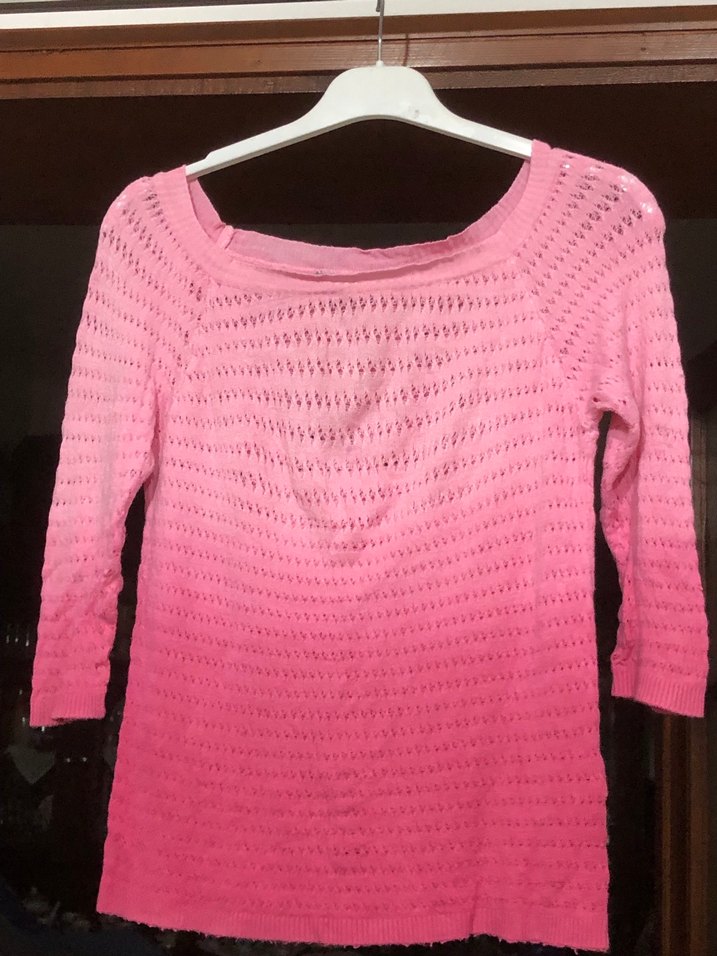 Pembe Batik Desenli Triko Kadın Kazak - Görsel 3