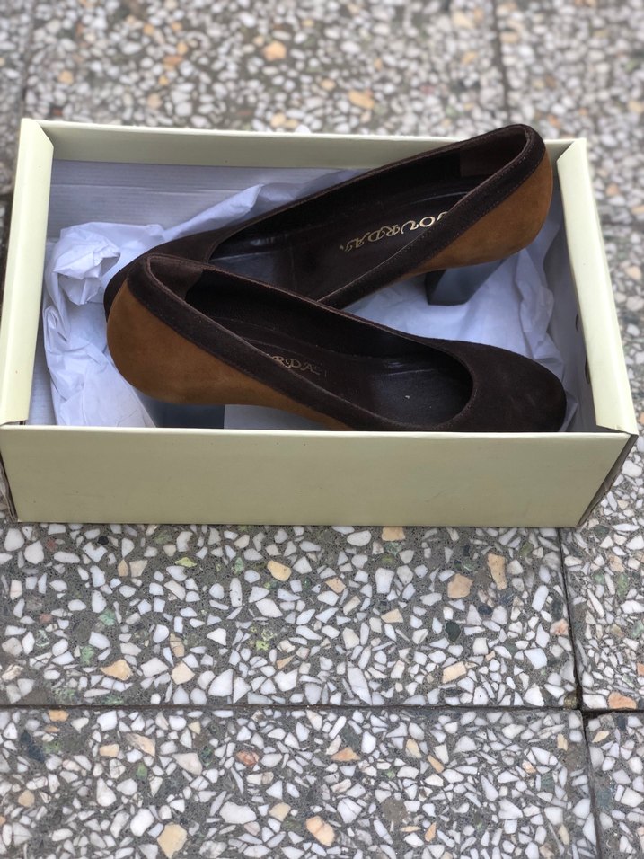 Kahverengi , süet , topuklu ayakkabı - Görsel 4