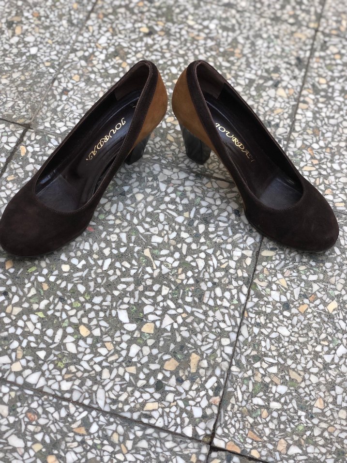 Kahverengi , süet , topuklu ayakkabı - Görsel 3