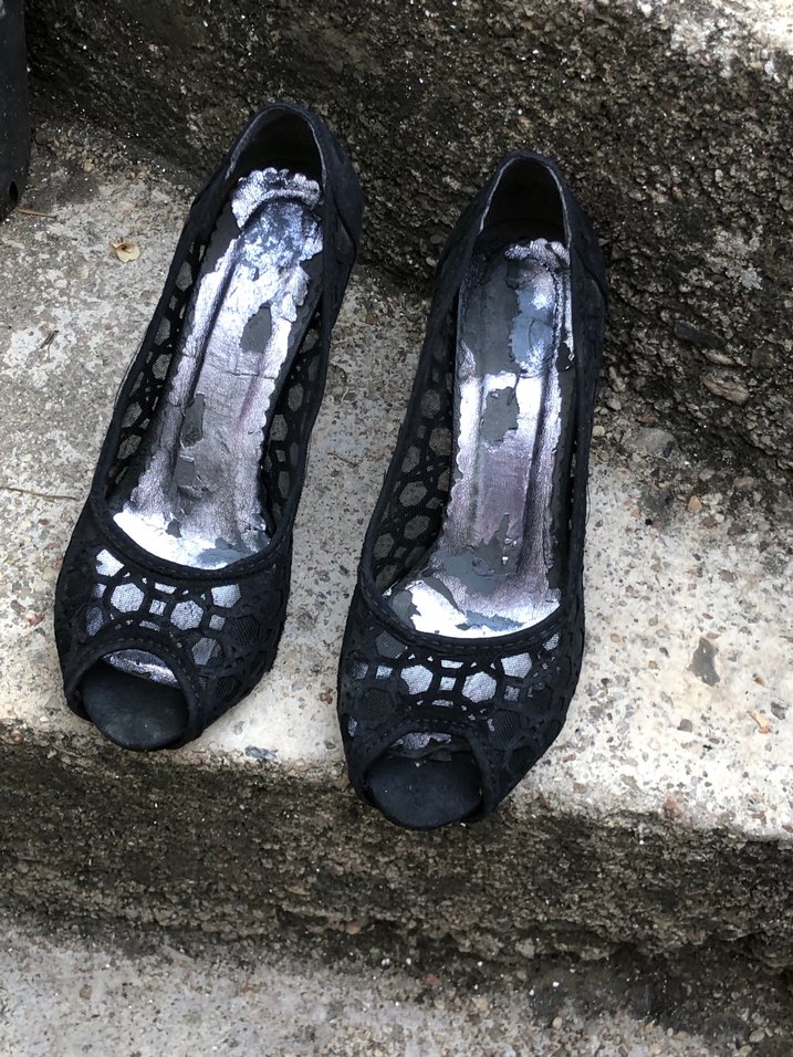 Siyah Dantel Detaylı Topuklu Kadın Ayakkabı - Görsel 3