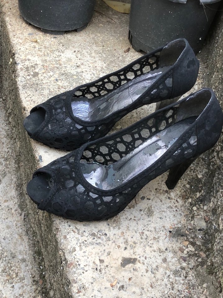 Siyah Dantel Detaylı Topuklu Kadın Ayakkabı - Görsel 4