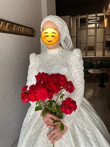 40 Beden beyaz Renk Tesettür gelinlik