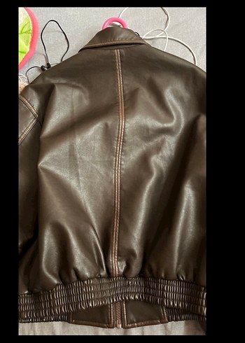 Bershka Kahverengi Deri Kadın Ceket - Görsel 3