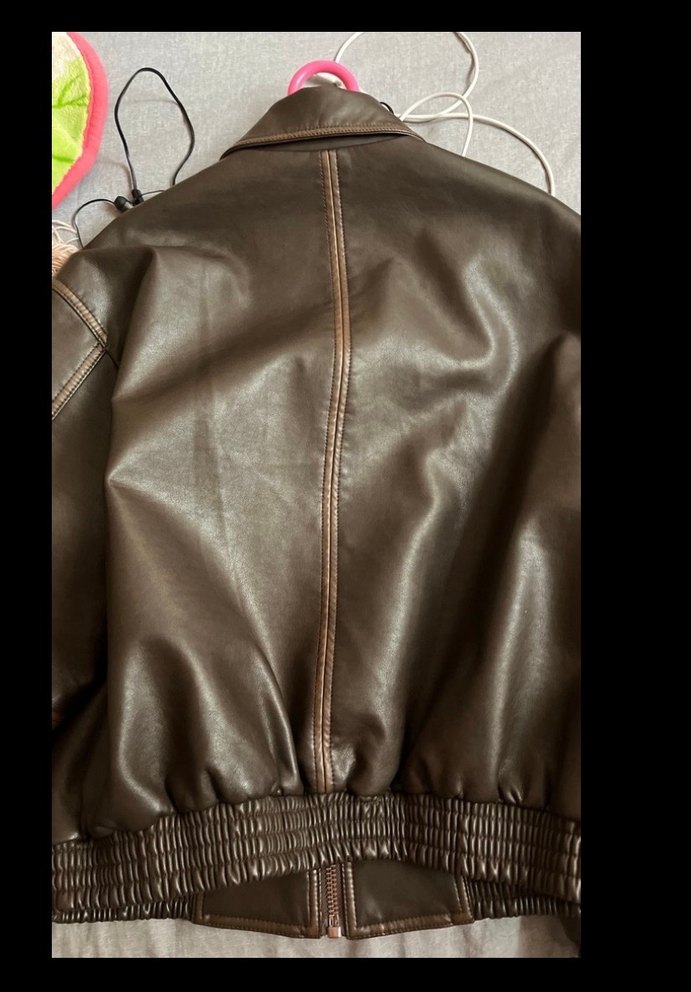 Bershka Kahverengi Deri Kadın Ceket - Görsel 3