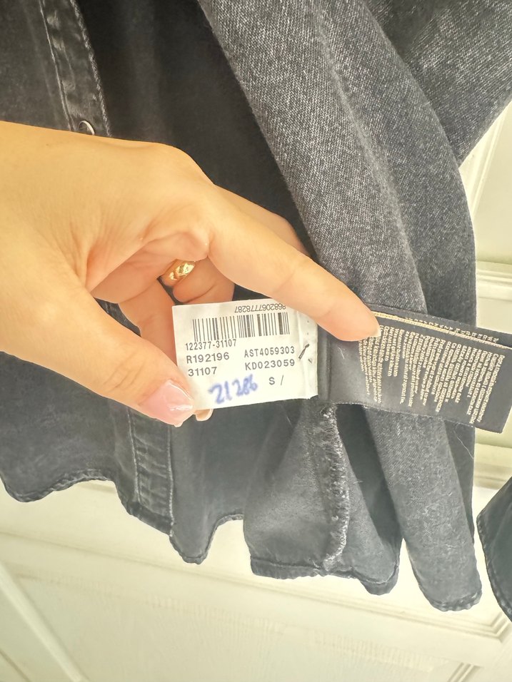 Düğmeli Gri Kadın Denim Ceket - Görsel 4