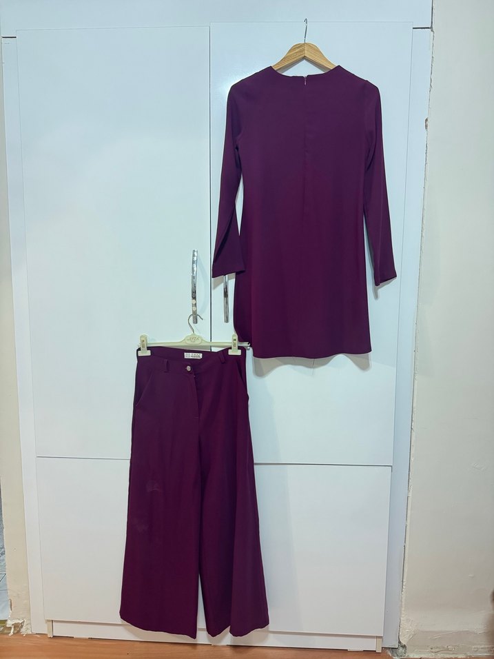 Bordo Uzun Kollu Salaş Tunik - Görsel 3