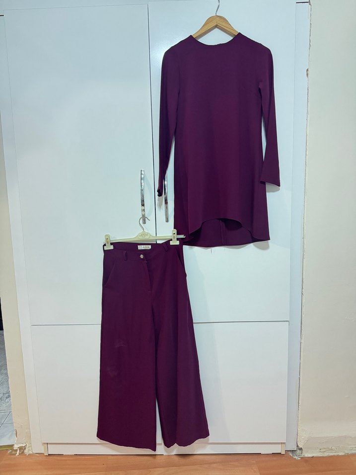 Bordo Uzun Kollu Salaş Tunik - Görsel 2