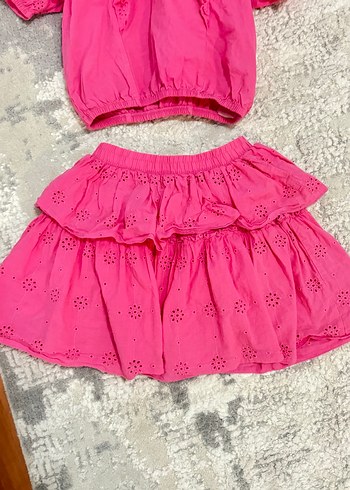 Pembe Fırfırlı Nakışlı Kız Bebek Takım - Görsel 3