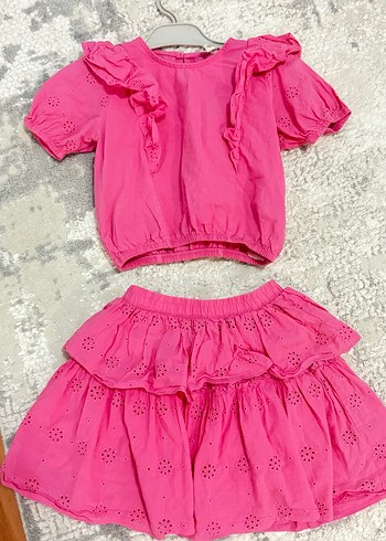 Pembe Fırfırlı Nakışlı Kız Bebek Takım - Görsel 2