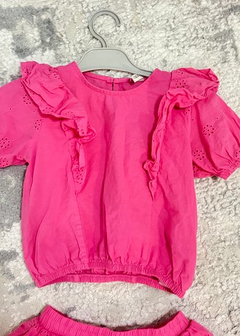 Pembe Fırfırlı Nakışlı Kız Bebek Takım - Görsel 5