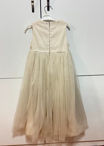 Kız Çocuk Bej Nakışlı Klasik Elbise - Görsel 2