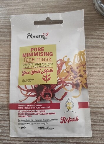Hommlife tek kullanımlık gözenek sıkılaştırıcı kağıt yüz maskesi