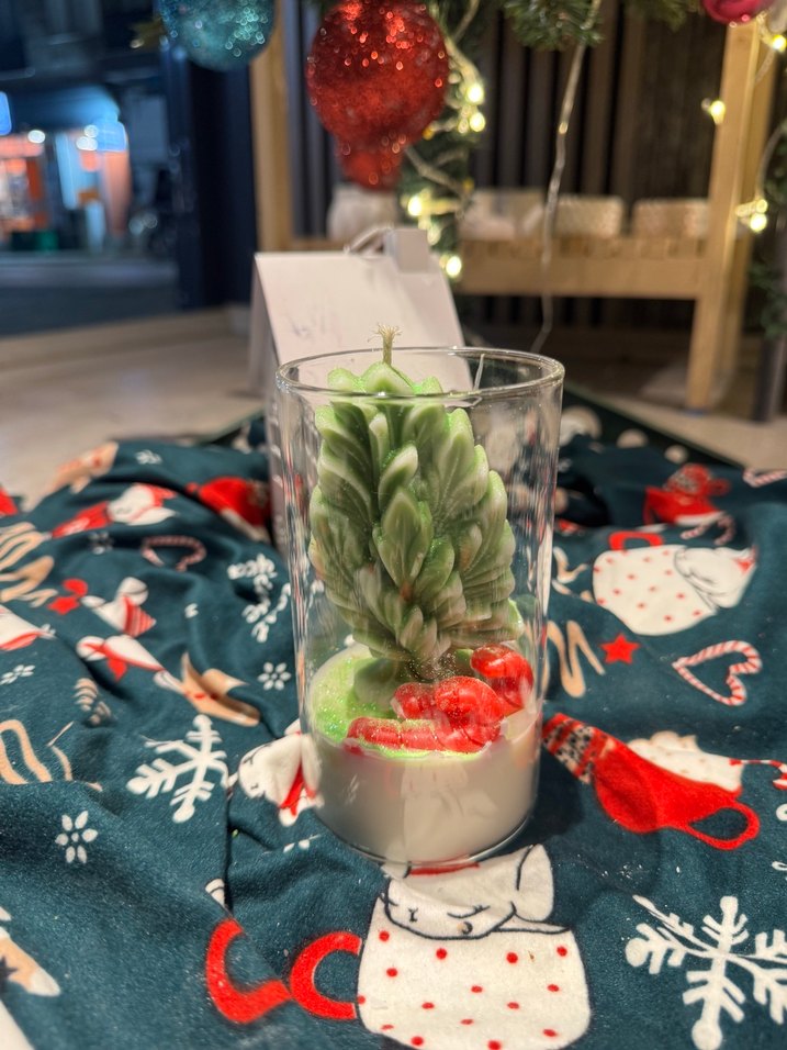 Renkli Yeşil Çam Ağacı Mum - Görsel 2