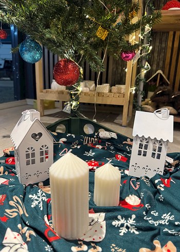 Beyaz Mum ve Dekoratif Ev Mumluk Seti - Görsel 2